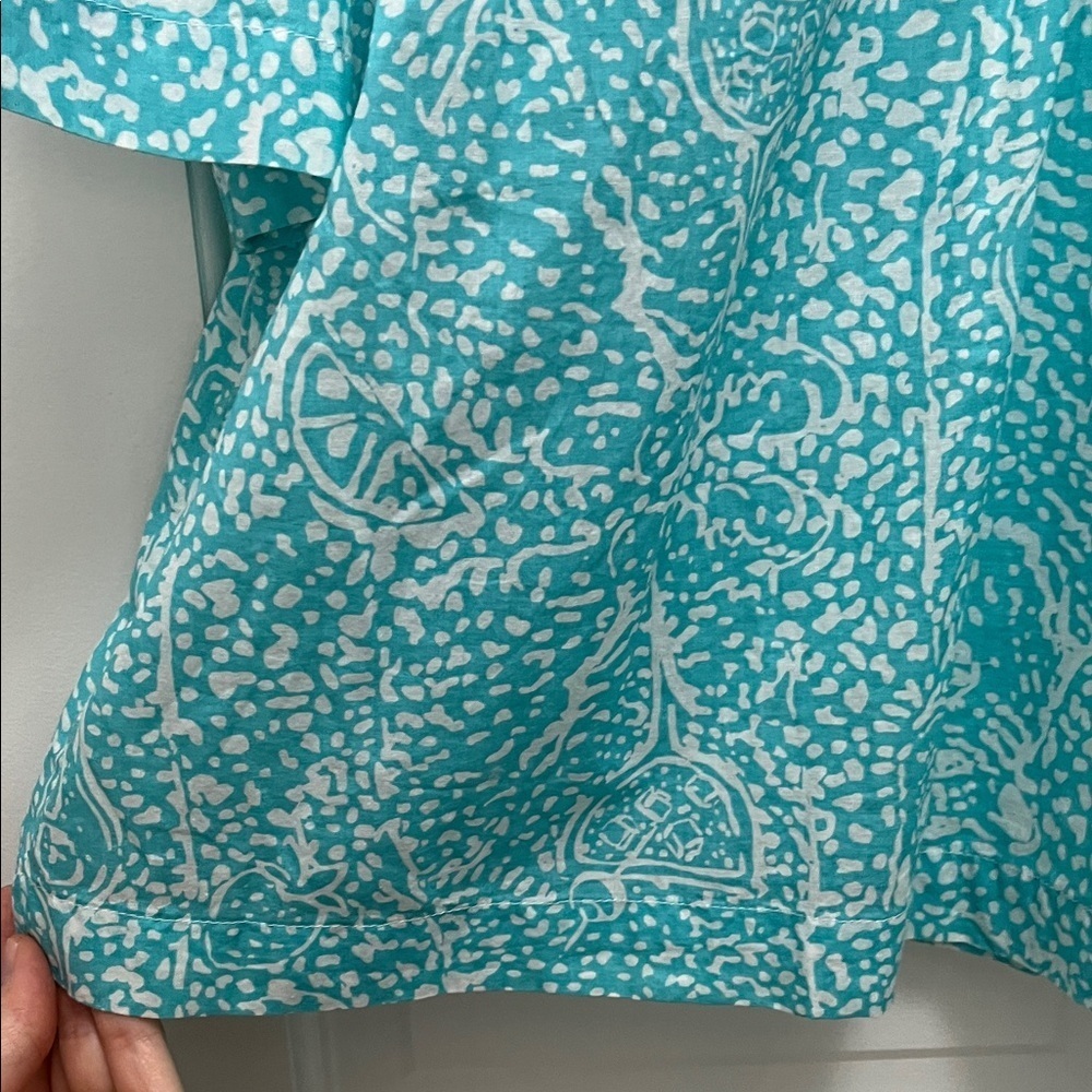 Lilly Pulitzer Sarasota Beaded Turquoise and White Patterned Tunic Top - Sz S - Picture 9 of 16